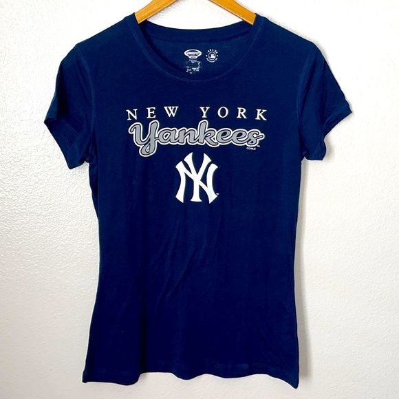 New York NY Yankees navy blue & white MLB baseball team tee M - Picture 1 of 4